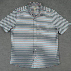 L.L. Bean Striped Short Sleeve Button Up - Dusty Orange - Large NWT